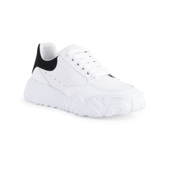 Alexander McQueen Shoes - NEW ALEXANDER MCQUEEN Women Court Sneakers Luxury Leather Black White size EU 39